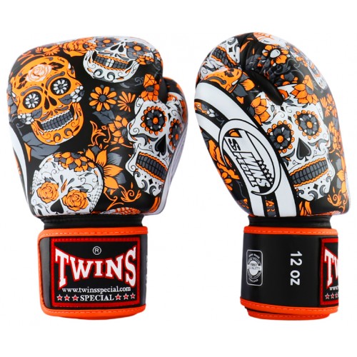 Боксерские перчатки Twins Special с рисунком (FBGV-53 orange)